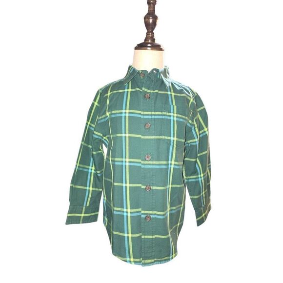 2pc Lot EUC Boys Cat & Jack Spring Green & Blue Button Down Dress Shirt Size XS - Picture 1 of 9